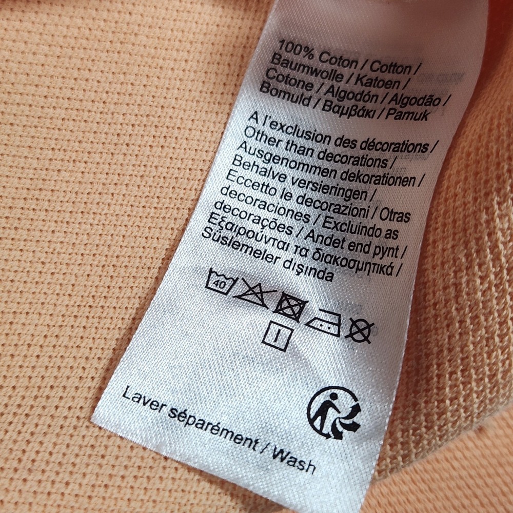 Lacoste Polo Shirt Mens Medium Peach Cotton Graphic Crocodile PH9739 Regular Fit - Picture 9 of 10